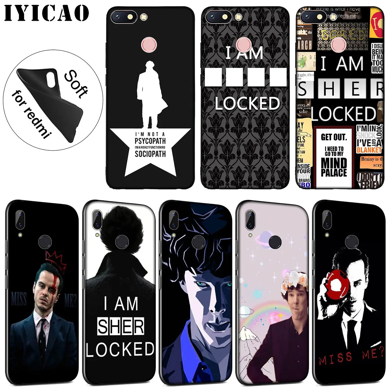 IYICAO 221B Sherlock Benedict Soft Silicone Phone Case for Xiaomi Redmi K30 K20 8A 7A 6A 5A S2 GO Note 8 8T 7 5 6 Pro Cover |