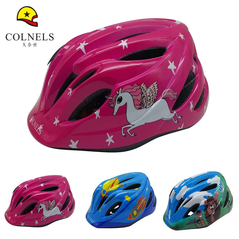 

COLNELS Kids Bicycle Helmet EPS+PC Cartoon Road Skating Child Cycling Helmet MTB Safety 5-12 Years Child Bike Helmet 52-56cm