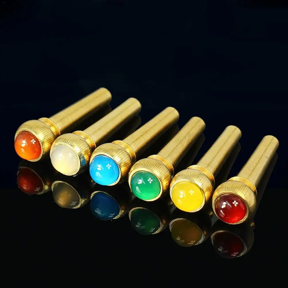 

6pcs! Pure Copper Brass Guitar Bridge Pins Strings Nail Pegs Set for Folk Acoustic Guitar Parts Keep Full Timbre More Stable
