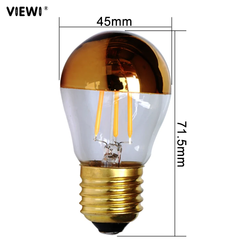 장 LED 필라멘트 전구 E27/E26 COB 4W 110V/220V 무영 캔들 전구 G45 하프 골든 탑 램프 (가정용)