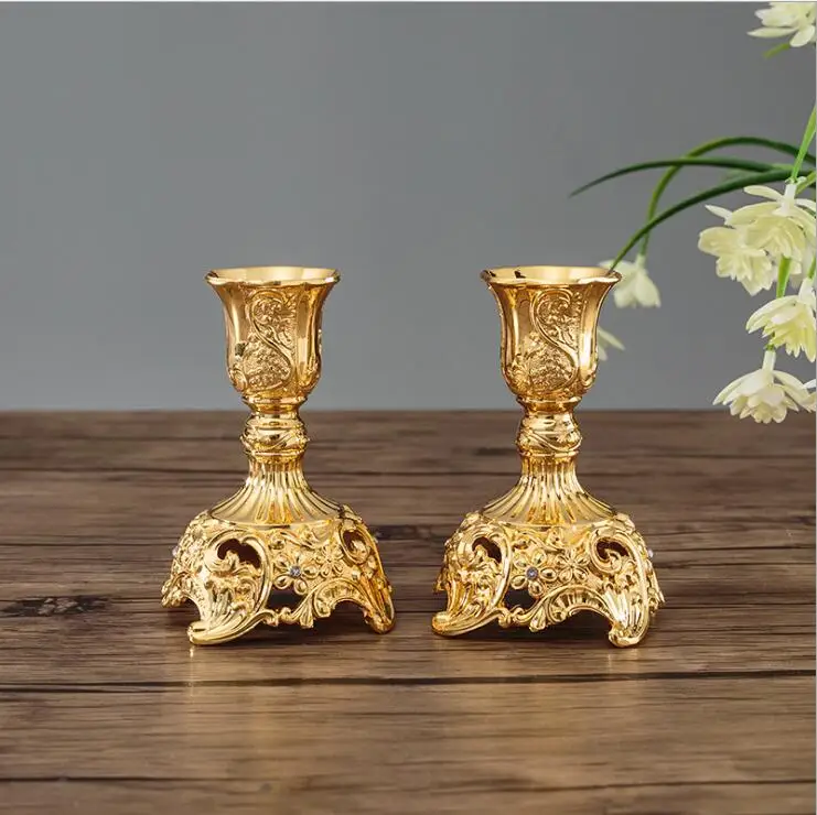 2PCS/ pair Europe metal candle stand god candlesticks metal antiques table home decoration candle holders ZT117