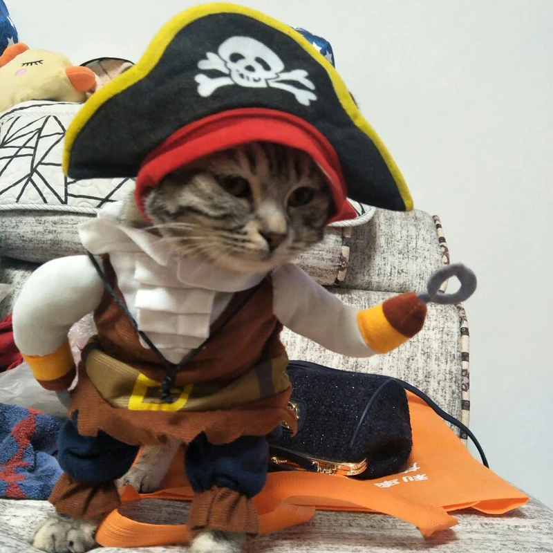 Забавная одежда для кошек, пиратский костюм, одежда для кошек, собак, костюм, одежда Corsair, одежда на Хэллоуин, наряды для кошек, вечерние костюмы