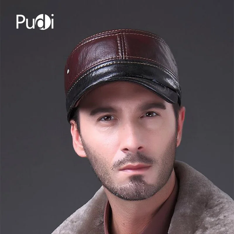 HL012 Genuine Leather Rider Style Cowhide Fashion Army Cap Box Hat