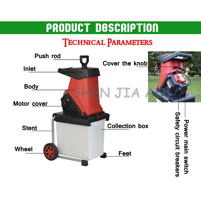 1pc ES-S4002 Desktop electric breaking machine high power electric tree branch crusher electric pulverizer garden tool 220V