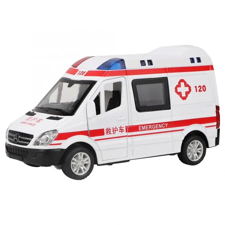 

1/36 Hospital Rescue Ambulance Diecast Alloy Model With Pull Back Sound Light For Children Toys Alloy Diecast car toys for child
