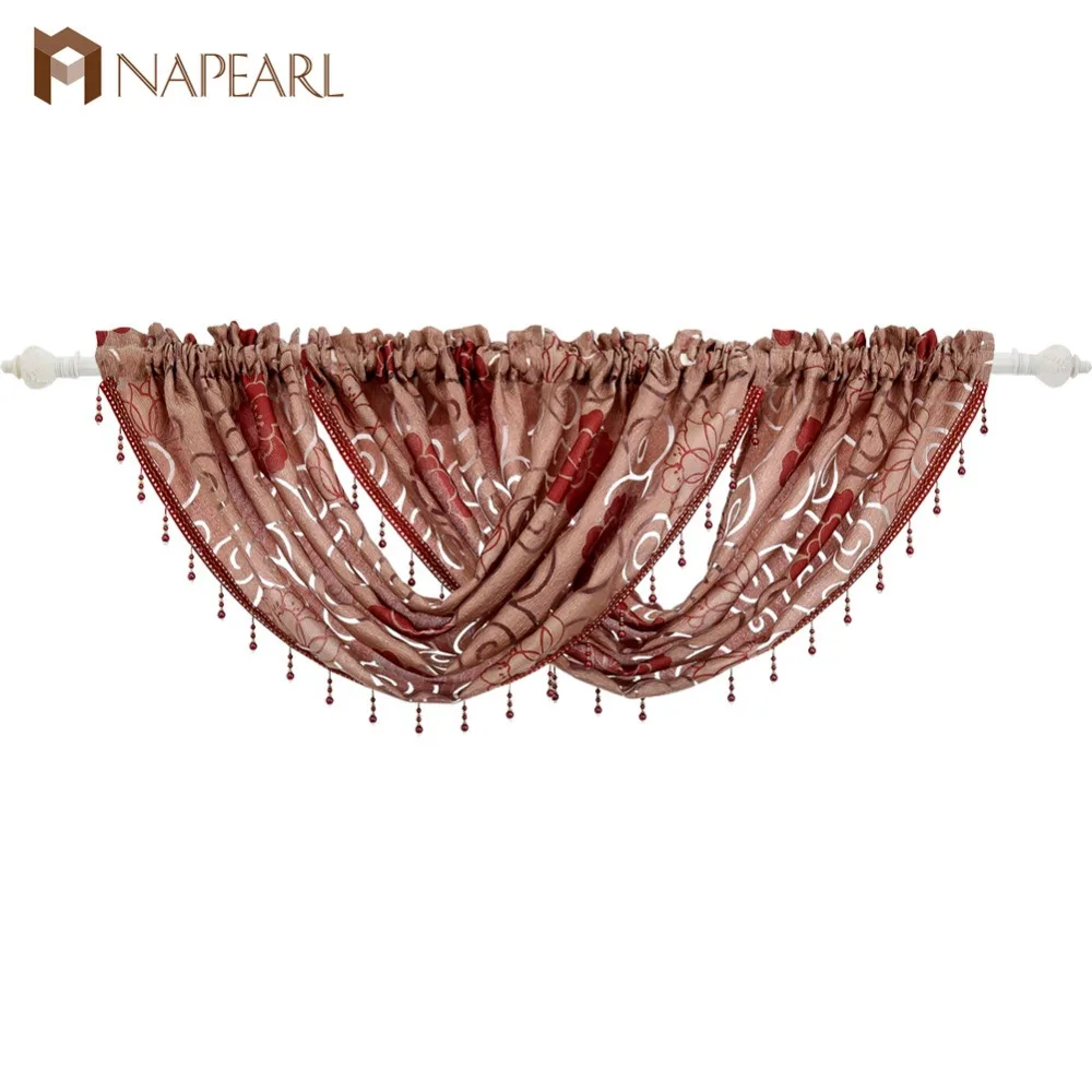 

NAPEARL Beaded Waterfall Valance decoration home pelmet luxury living room window valance modern window treatment curtain thick