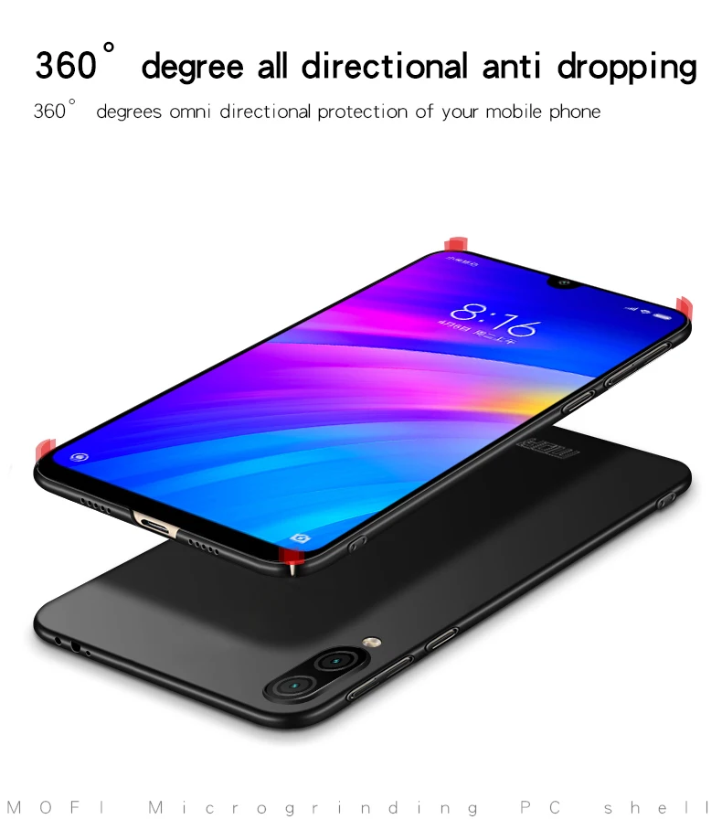 Бренд Mofi защитный чехол для Xiaomi Redmi Go, чехол для сотового телефона, силиконовый чехол с эффектом потертости, жесткая задняя крышка из поликарбоната для Xiaomi Redmi 7, чехол s