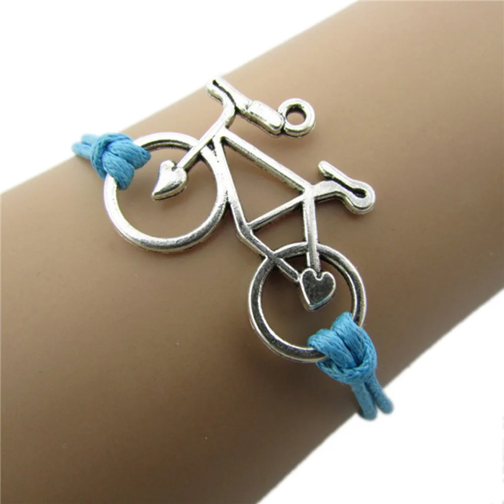 

1pcs Jewdy jewelry vintage leather rope bicycle charm bracelet personal handmade rope chain bike wrap bracelet cuff bangle women