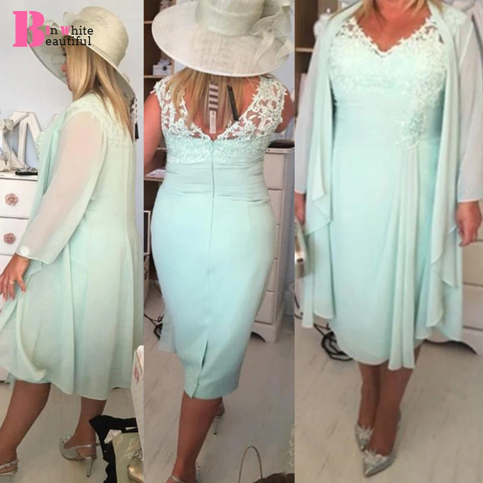

Beautifulinwhite Green Mother Of The Bride Dresses Deep V Neck Lace Appliques Ruffles Chiffon vestidos de fiesta de noche BM002