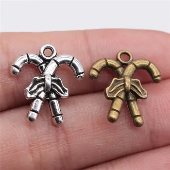 

WYSIWYG 8pcs 19x17mm Charm Christmas Crutches Christmas Crutches Charms Antique Silver Color Christmas Crutches Charms