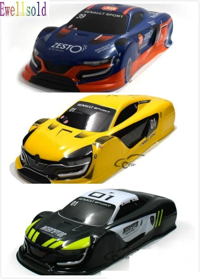 

1/10 RC car parts 1/10 RC racing on-road drift car painted PVC Body Shell (430*198mm,wheelbase 260mm) blue yellow black