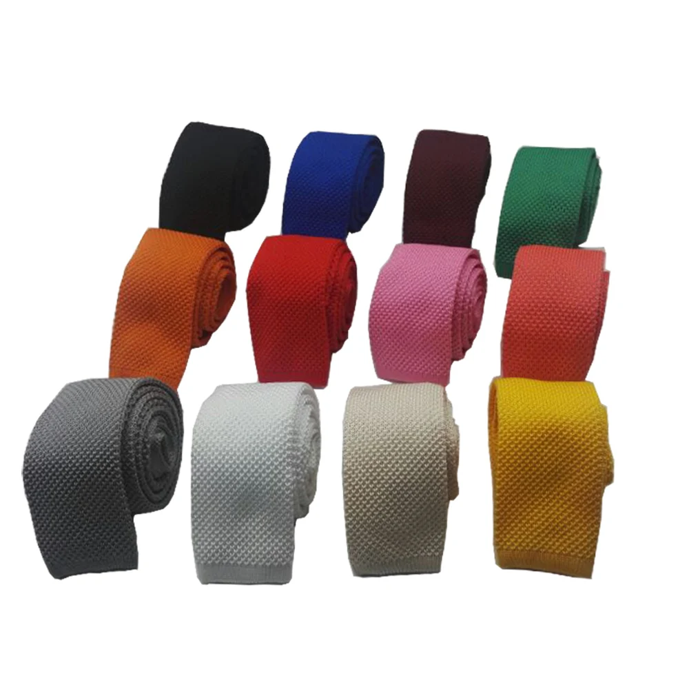 

HUISHI Slim fashion Knit solid tie for men 5.5 cm Plain Black Red tie Blue knitted ties for men