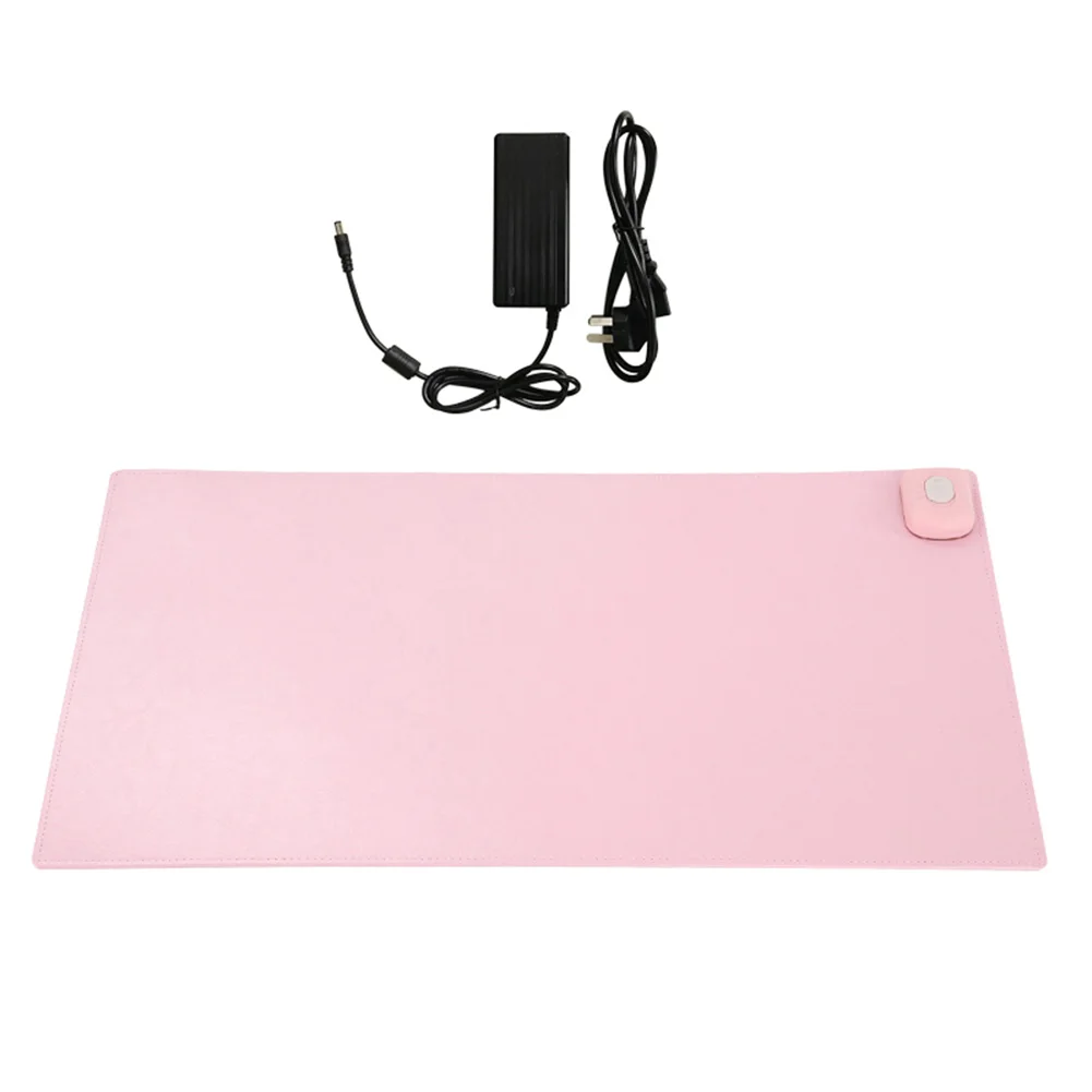 Winter Warmer Office Table Computer Mouse Pad PU Waterproof Desk Keyboard Mat Game Electric Heating Pads US Plug JFlyer - Цвет: Розовый