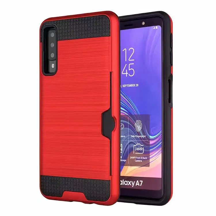 Защитный сдвигающийся визитница для samsung Galaxy A7 карты ТПУ PC чехол для samsung A7 A750 случаях