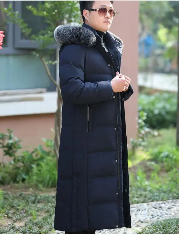 

Fur Trim Long Men's Down Coat Winter Long Duck Down Jacket Coat Hooded Men Down Jacket Plus Size S-10XL 2018 NEW Fashion