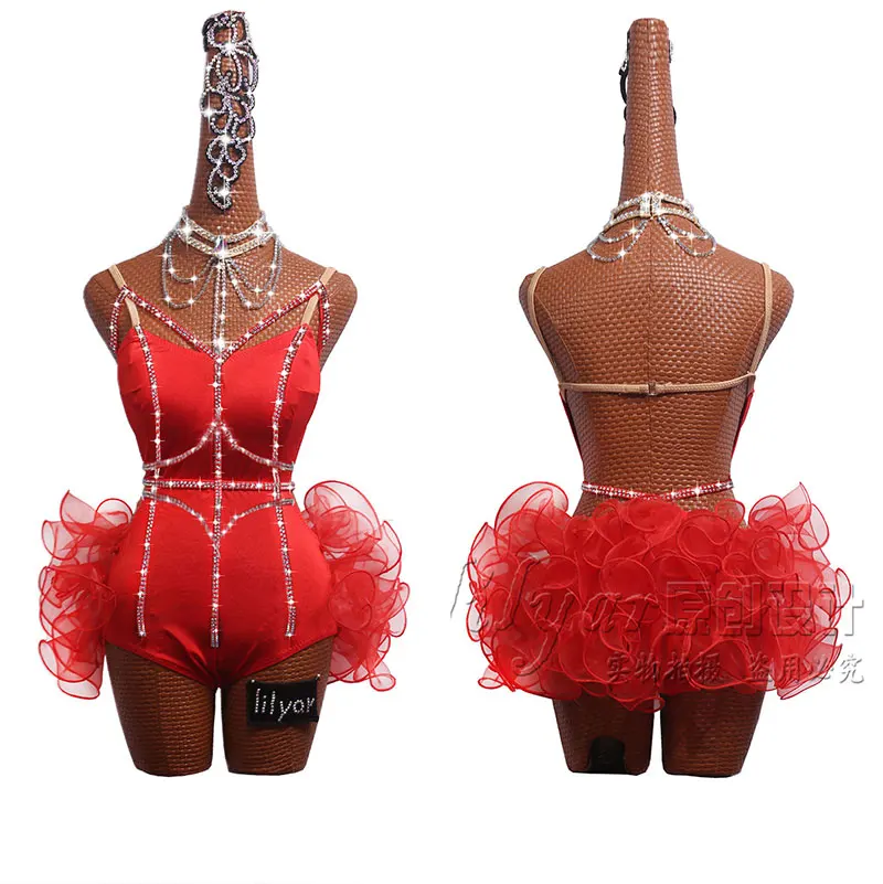 Новое женское платье для латинских танцев Cheongsam с узором для сцены Cha Salsa танцевальная одежда сценические костюмы танцевальная одежда DM1033 - Цвет: red