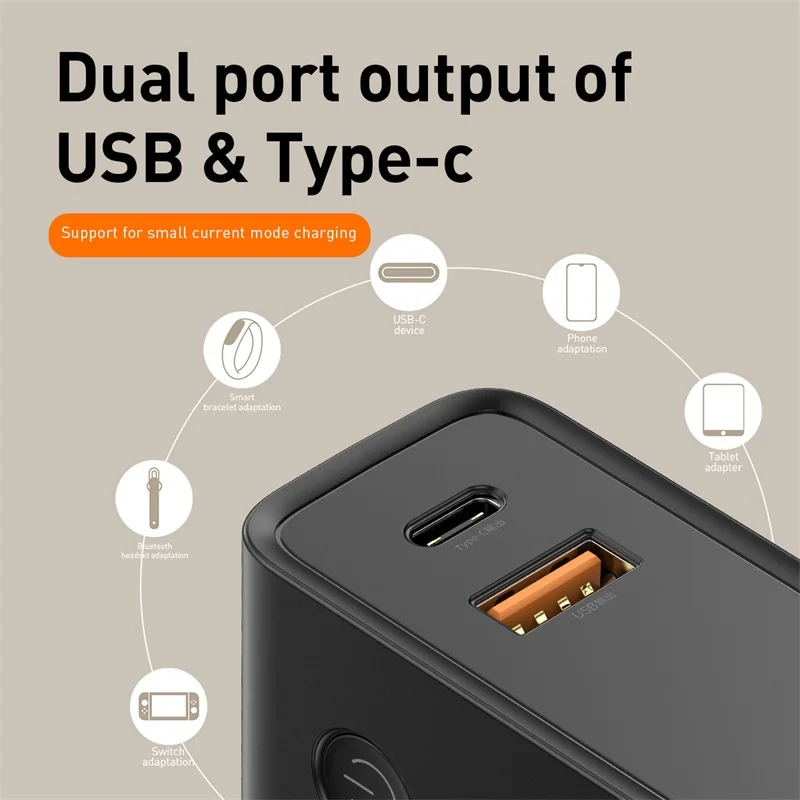 Banco de energía Baseus 10000 mah con enchufe Usb 3A tipo C y salida Usb PD3.0 + QC3.0 rápido carga