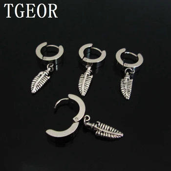 

Hot wholesale charms new arrival 20pcs surgical stainless steel Small hoop dangle feather Backing Earring Free shipping