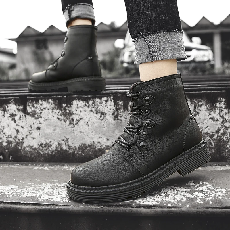 

British Retro Boots Men Army Green Brown Martins Boots Comfortable Male Plus Size Casual Boots Size 38-46 Fashion Shoes For Mens