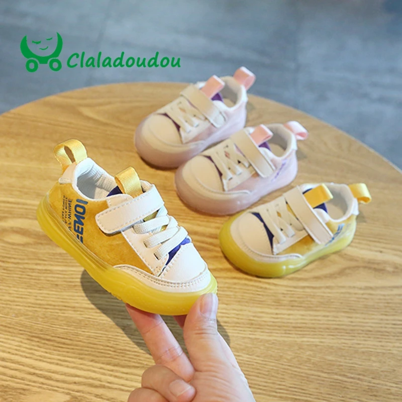 

Claladoudou 12-15.5cm brand Spring New Kids Pu Leather Shoes Baby Girls Sport Sneakers Children Shoes Boys Fashion Casual Shoes