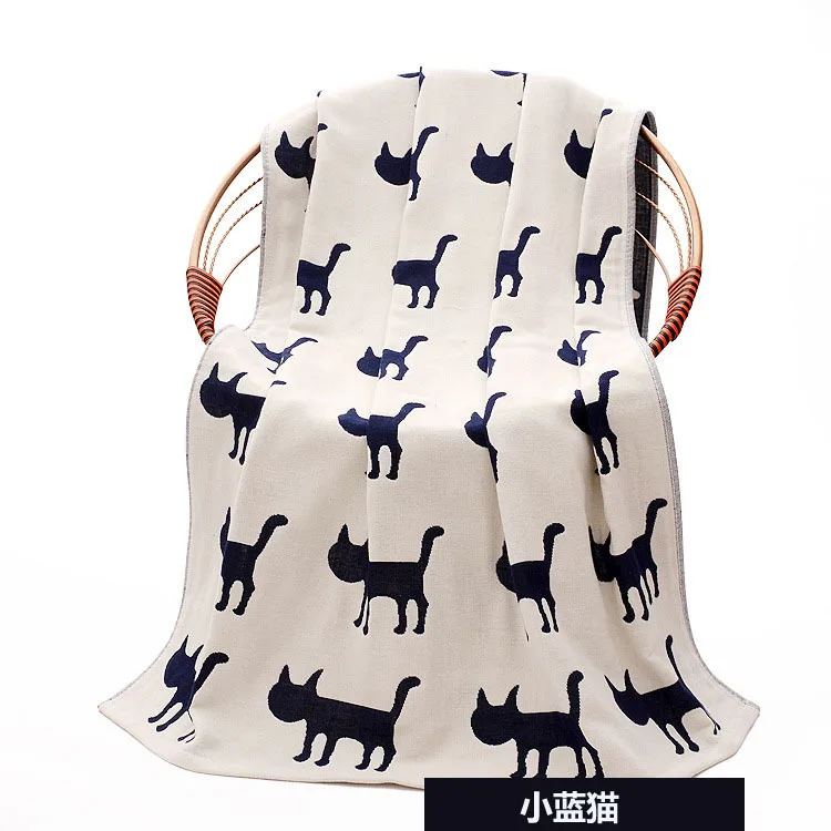 

Cotton Gauze Three Layer Cartoon Elephant Cat Whale Printed Bath Towel Home Textile Bathroom Terry Towel Beach Towel 70*140cm
