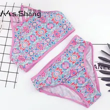 От 2 до 12 лет с принтом для малышей; бикини для маленькой девочки Топ Детские комплекты из двух предметов, купальник, Детские купальники для маленьких девочек, ванный комплект Плавание одежда