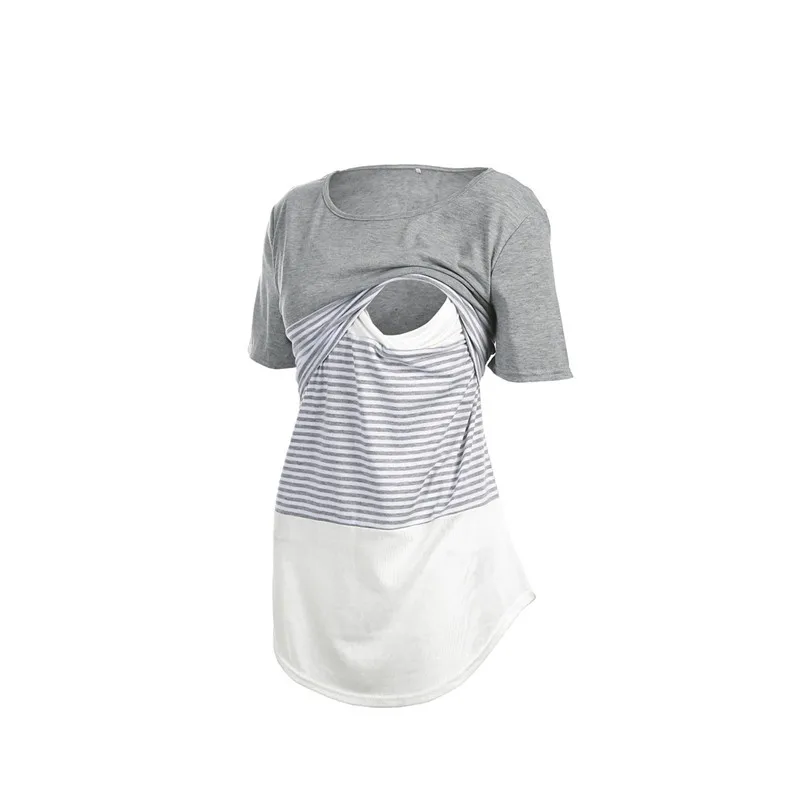 nursing maternity tops Clothes Breastfeeding Tee Nursing Tops Striped Short Sleeve T-shirt Women Pregnancy Clothes