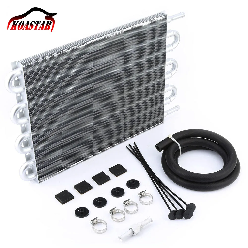 

8 Row Aluminum Plate And Fin Transmission Oil Cooler Auto Manual Radiator Converter Kit