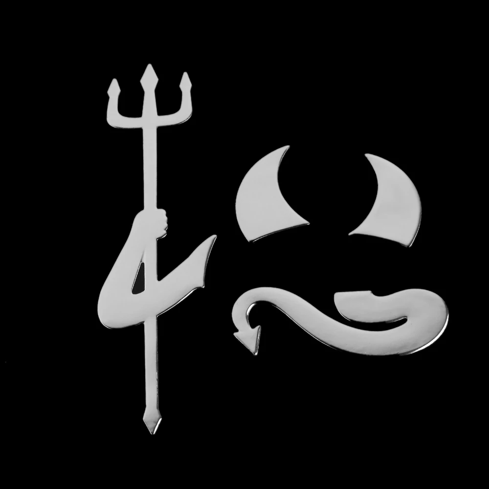 

1/2/4/6/8PCS Simple 3D PVC Devil Decal Car / Truck Custom Demon Logo Decoration Badge Silver Stickers Funny Accessories