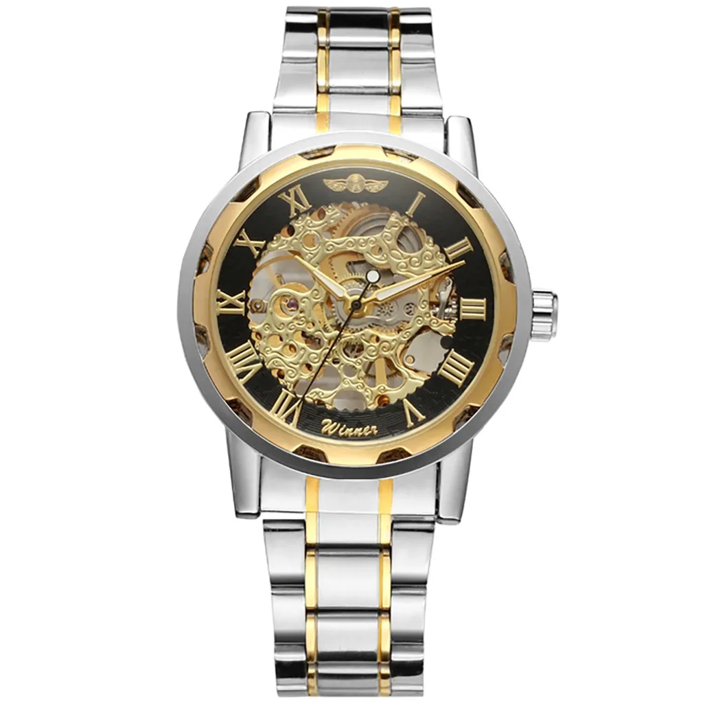 

Luxury Business Watches T-WINNER Hollow Luxury Design Fashion Men's Steel Belt Mechanical Watch homme Male Watch