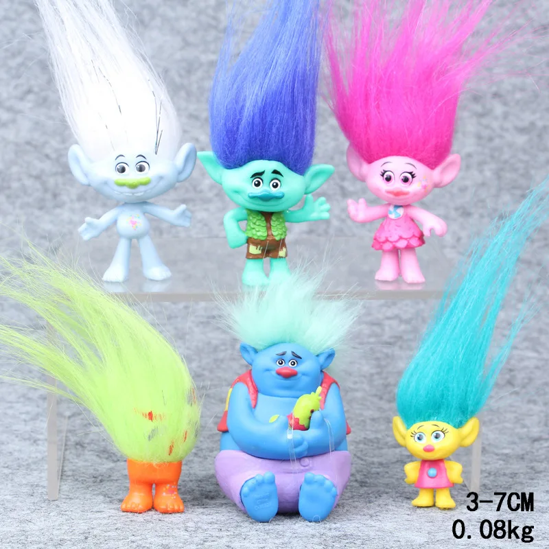 

6pcs/lot trolls dolls poppy branch anime action figure handmade toys perfect quality anime figurine toys for children