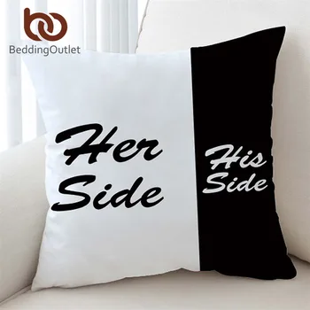 

BeddingOutlet His & Her Side Cushion Cover Black and White Pillow Case Valentine Throw Cover Decorative Pillow Cover Home Decor