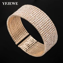YFJEWE, богемский винтажный браслет, серебряный кристалл, Открытый браслет для женщин, вечерние, свадебные аксессуары, массивное ювелирное изделие, B248