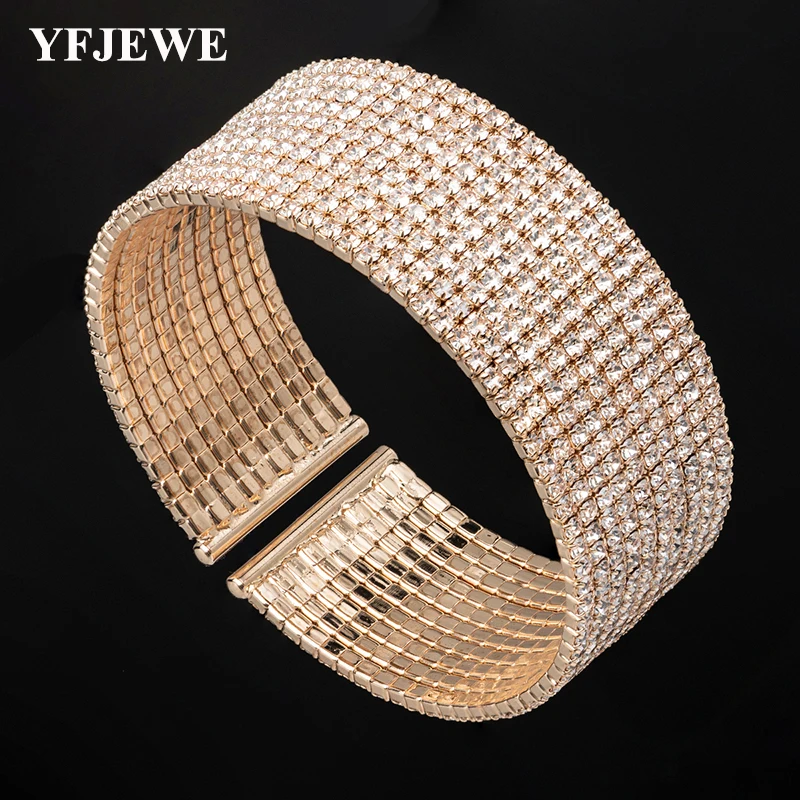 

YFJEWE Bohemia Vintage Bangle Silver Crystal Open Bracelet for Women Party Wedding Accessories Statement Jewelry B248