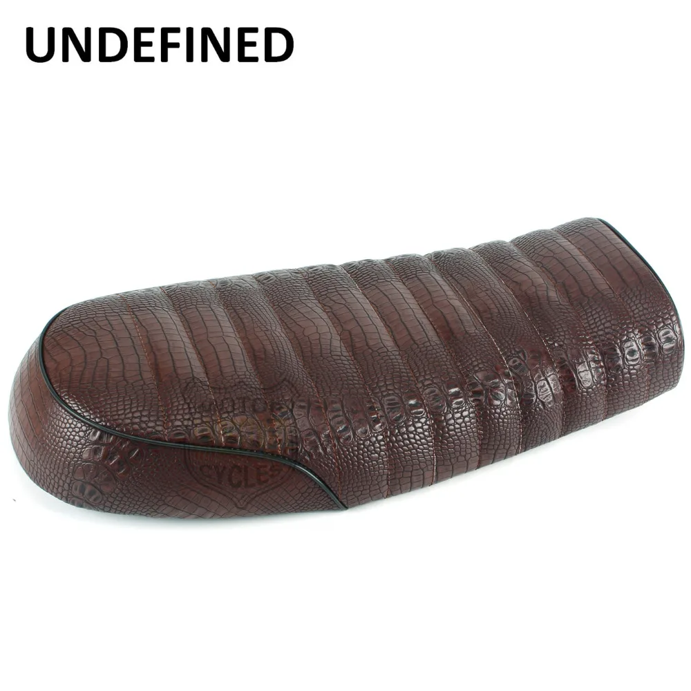 

Motocross Retro Vintage Flat Brat Seat Cafe Racer Saddle Scramble GN Alligator Leather Bikes For SR400 SR500 CB200 UNDEFINED