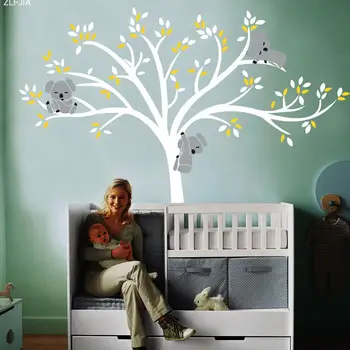

Super Huge Cute Tree Koala Wall Sticker Kid's Children's Room Background Backdrop Elaborately Carve Big Wall Sticker Home Decal