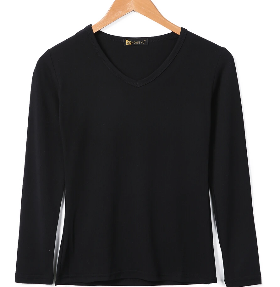

Plus Size Casual Women Plain Long Sleeve Tops T-Shirts Cotton Pullover Deep V Neck T Shirt Tee