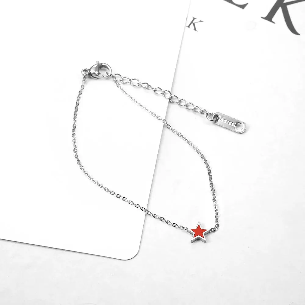 charm chain link bracelets bangles for women friendship braclet hand chain female girls stainless steel heart silver (6)