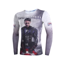 3D t-shirts digital printing compressed t-shirts men long sleeve captain America 3 Deadpool Superman iron Man model