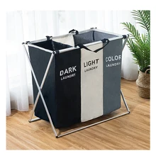 Dirty clothes Storage basket Three grid Organizer basket collapsible large laundry hamper waterproof home laundry basket