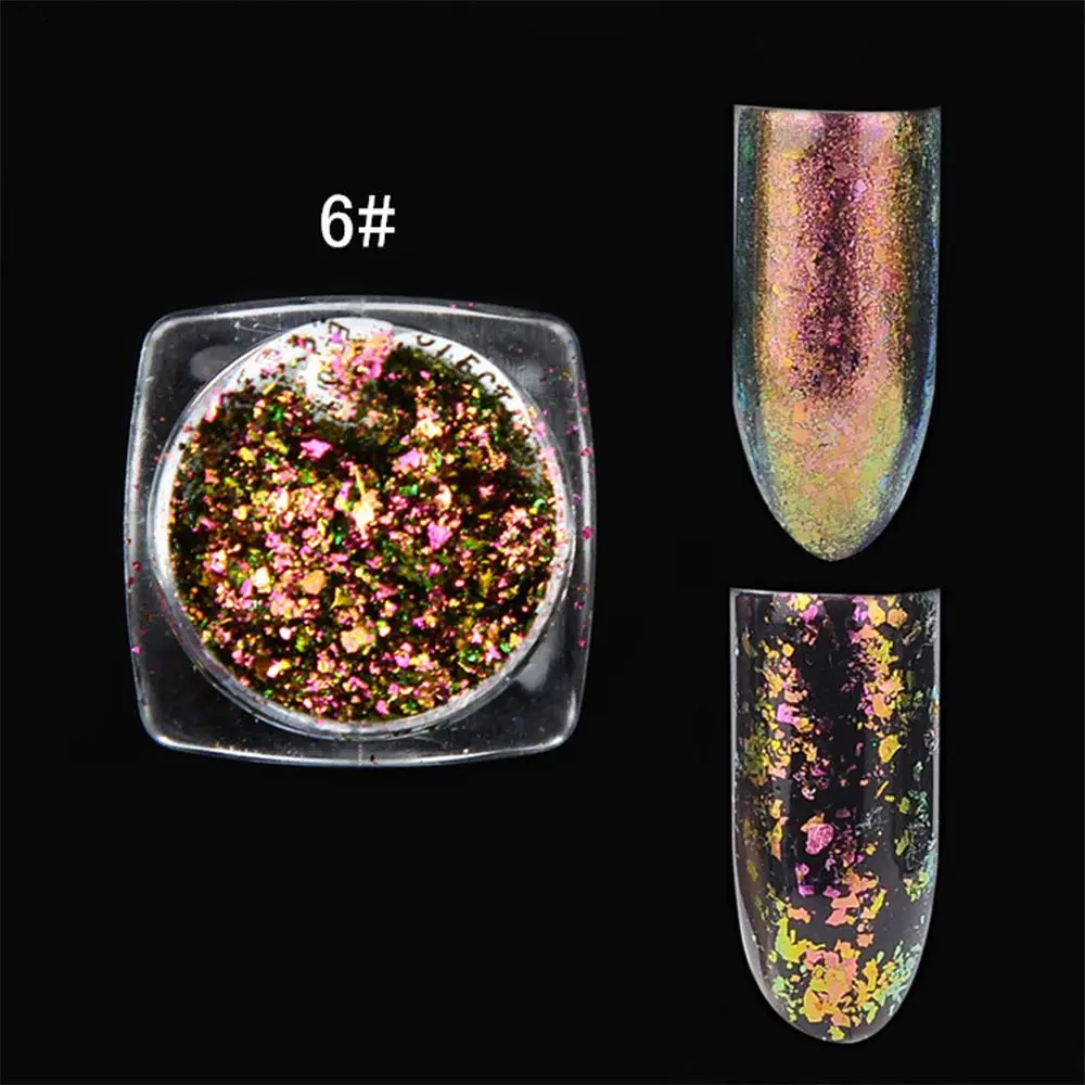 Красочные очаровательный волшебное зеркало сухие блестки Маникюр гель лак алюминиевый хлопья хамелеон ногтей пайетки глиттер-втирка для ногтей - Цвет: 6