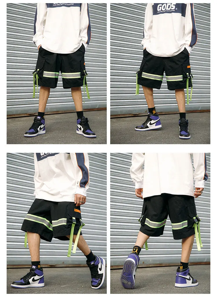 3M Reflective Stripe Buckle Straps Cargo Shorts 2