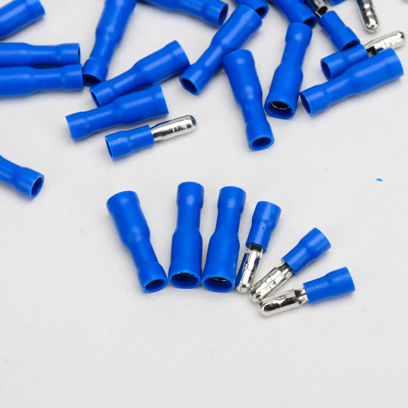 High Quality Blue 50pcs Male +50pcs Female Bullet Connectors Insulated Wire Crimp Terminals