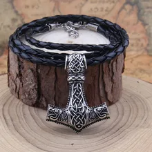 Dropshiping enorme lobo thor martelo colar mjolnir viking amuleto martelo pingente norse jóias com corrente de aço inoxidável