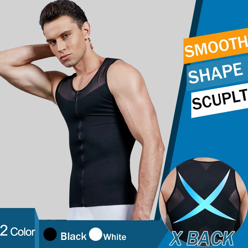 Mens Slimming Body Shaper Vest Chest Compression Shirt Abs Abdomen Slim Tank Top Undershirt Smooth Vest Tummy Shapewear Corset