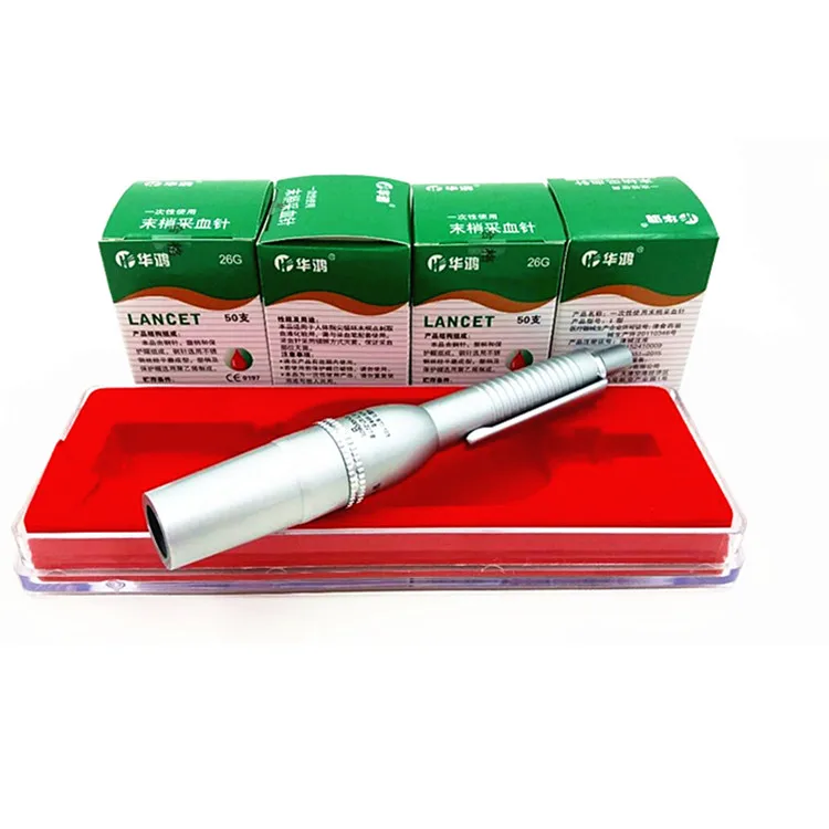 acupuncture massage steel three head phlebotomy needle pen lancing pen lancet point pen with 23g