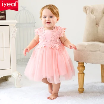 

IYEAL Newborn Baby Girl Dresses with Flower for Wedding Princess Baby Christening Gowns 1 year birthday dress vestido infantil