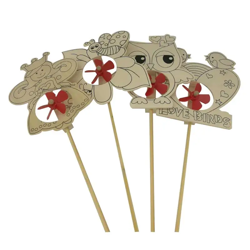 

FunPa Kids Pinwheel Creative Hand-Painted Wooden Windmill Wind Spinner For Kids Party Favors