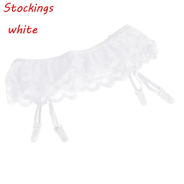 1 комплект, женские модные сексуальные кружевные чулки с мягким верхом+ Пояс для чулок L04 Z44 - Цвет: White Garters