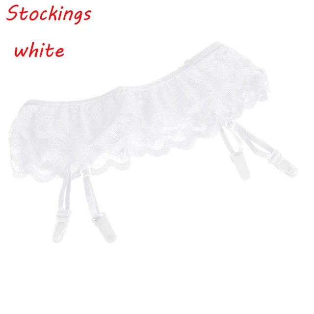 White Garters 1 комплект, женские модные сексуальные кружевные чулки с мягким верхом+ Пояс для чулок L04 Z44 - Цвет: White Garters